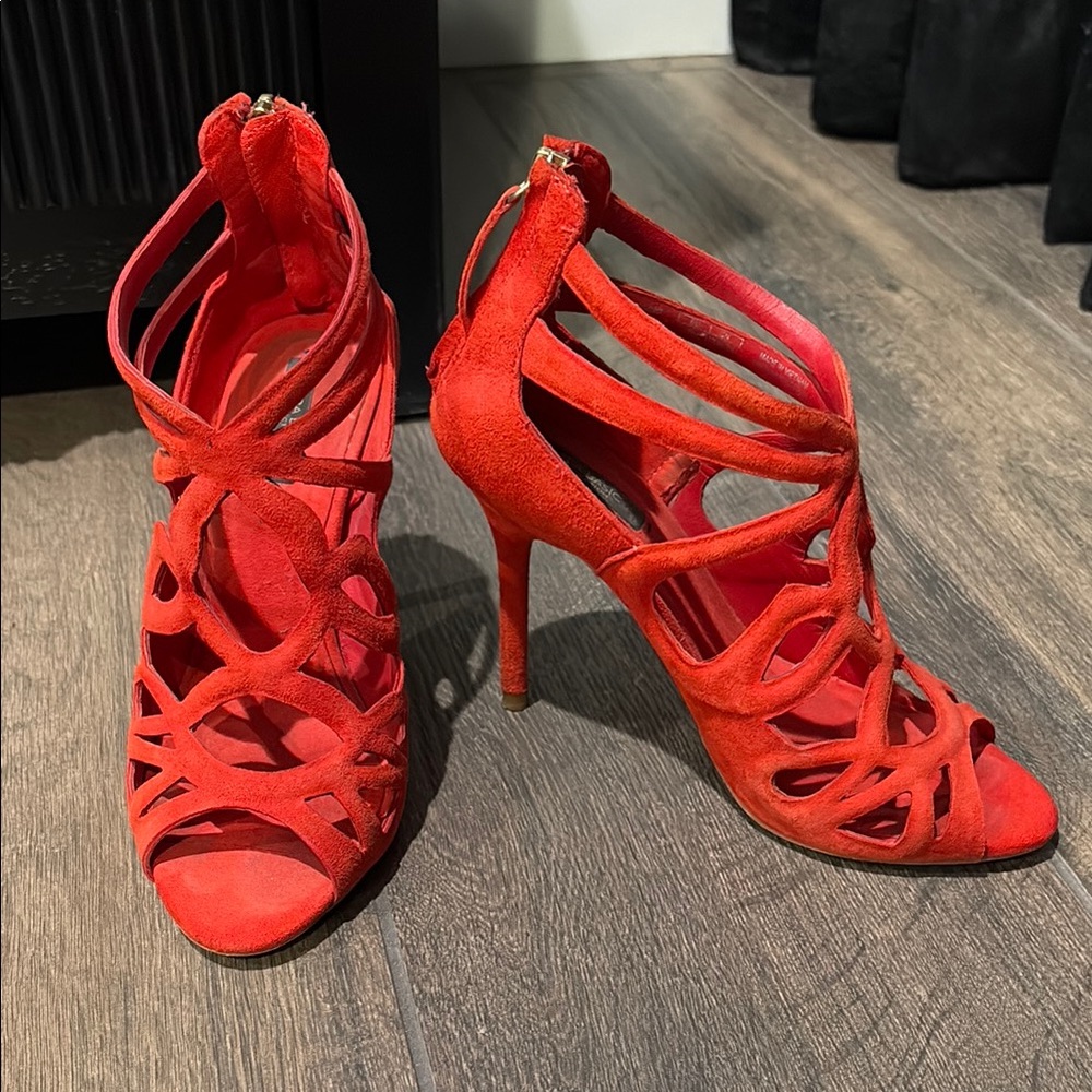 Red Strappy Women's Heels